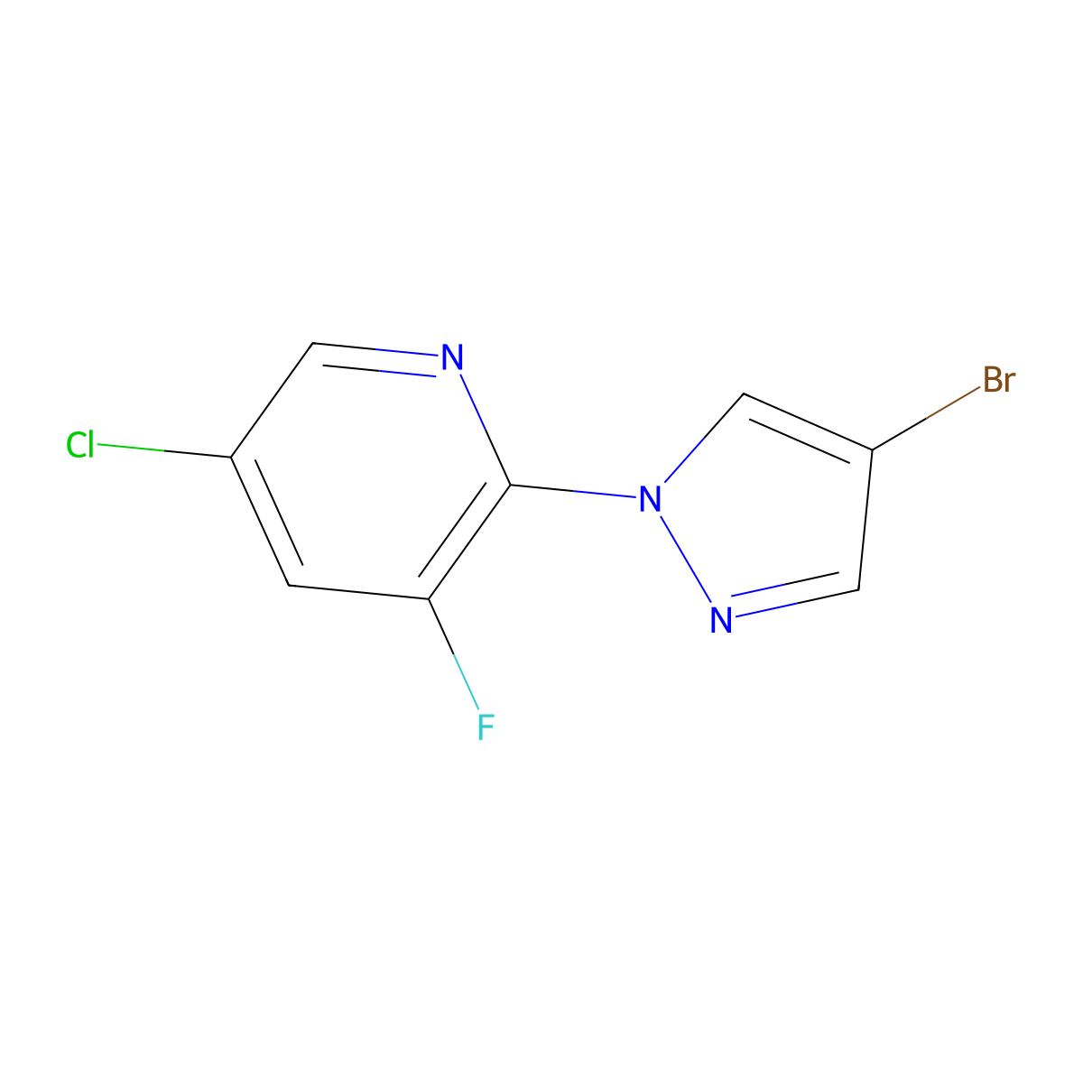 2-(4-Bromo-pyrazol-1-yl)-5-chloro-3-fluoro-pyridine molecular structure, CAS 1511055-33-6