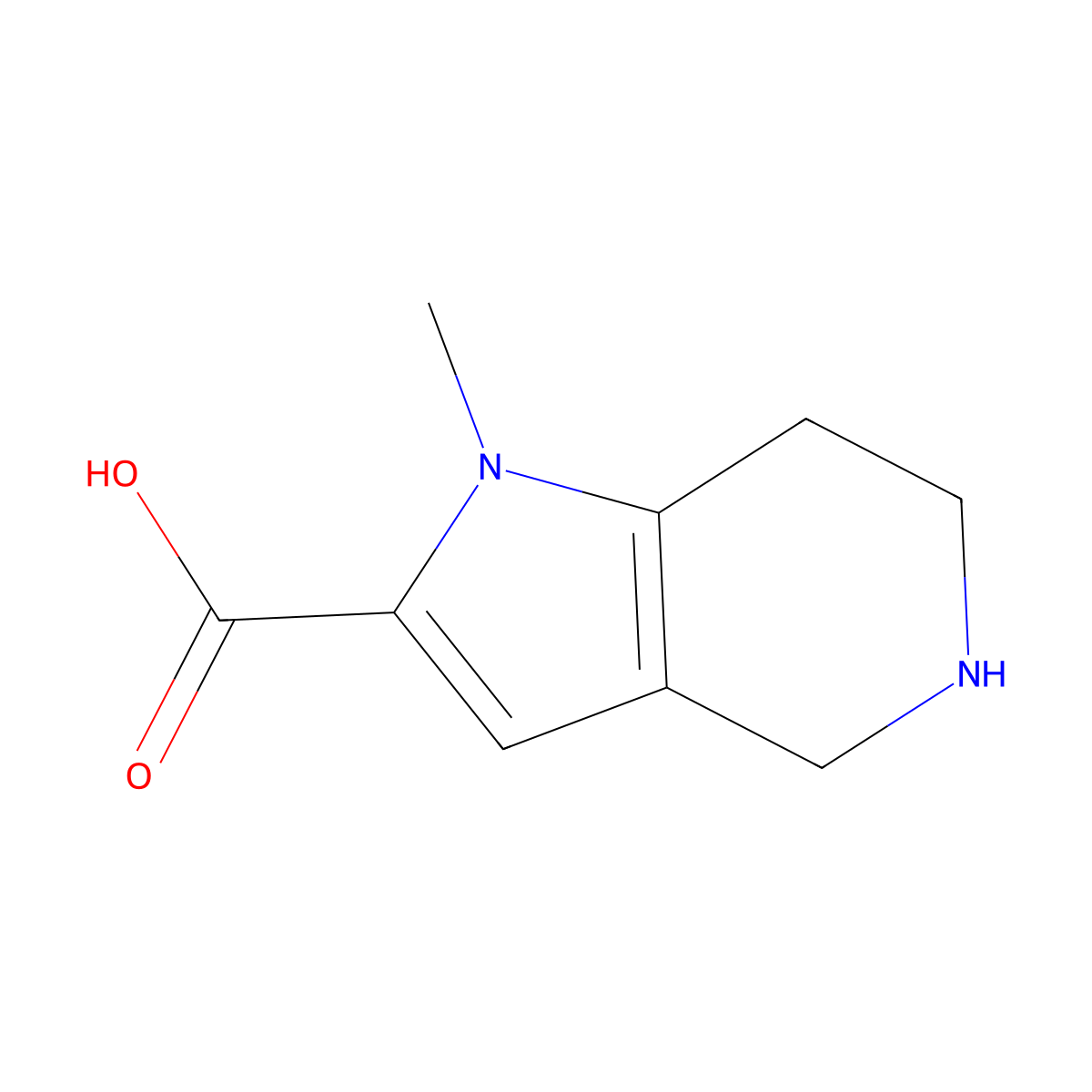 1-Methyl-4,5,6,7-tetrahydro-1H-pyrrolo[3,2-c]pyridine-2-carboxylic acid molecular structure, CAS 1511087-15-2
