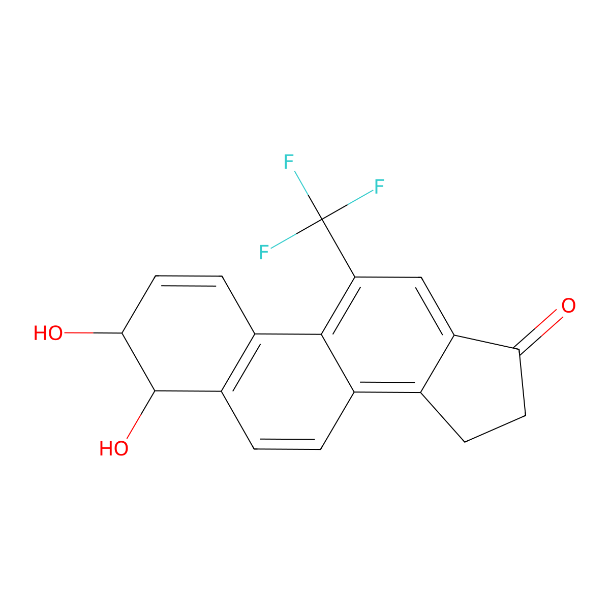 17H-Cyclopenta(a)phenanthren-17-one, 3,4,15,16-tetrahydro-3,4-dihydroxy-11-(trifluoromethyl)-,trans- molecular structure, CAS 151109-62-5