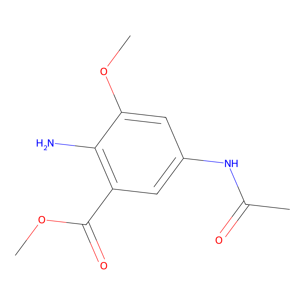 Methyl 2-amino-5-acetamido-3-methoxybenzoate molecular structure, CAS 1511113-39-5