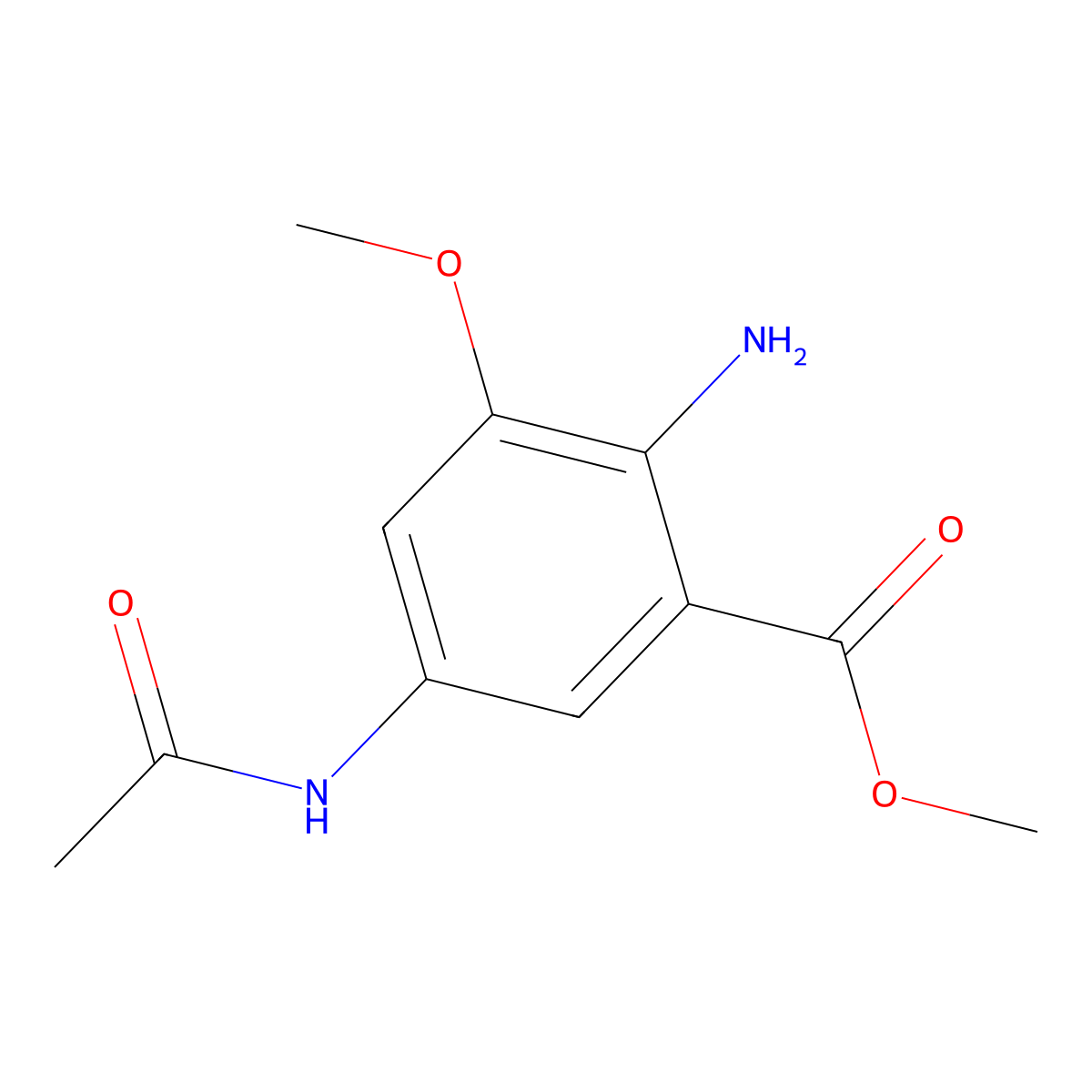 Methyl 2-amino-5-acetamido-3-methoxybenzoate molecular structure, CAS 1511113-39-5