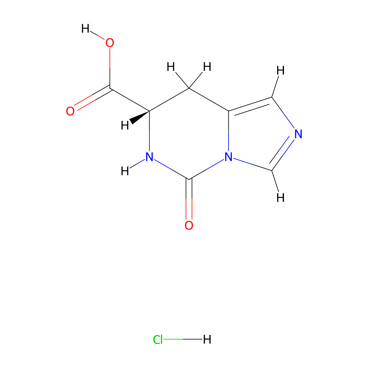 (7S)-5-oxo-5H,6H,7H,8H-imidazo(1,5-c)pyrimidine-7-carboxylic acid hydrochloride molecular structure, CAS 151112-05-9
