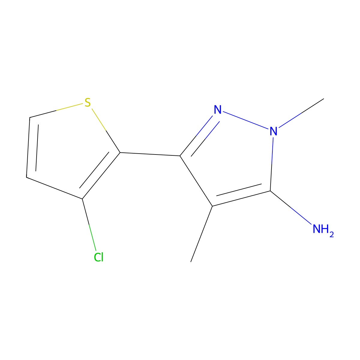 3-(3-Chlorothiophen-2-yl)-1,4-dimethyl-1H-pyrazol-5-amine molecular structure, CAS 1511147-89-9