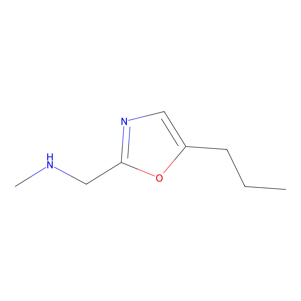 Methyl[(5-propyl-1,3-oxazol-2-yl)methyl]amine molecular structure, CAS 1511149-38-4