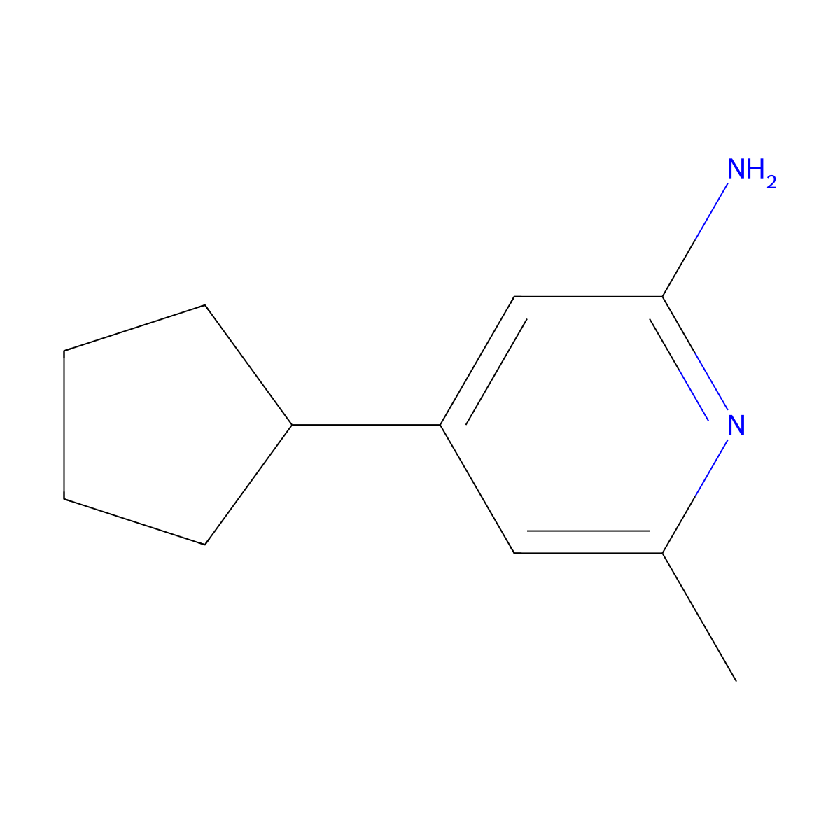 4-Cyclopentyl-6-methylpyridin-2-amine molecular structure, CAS 1511156-87-8