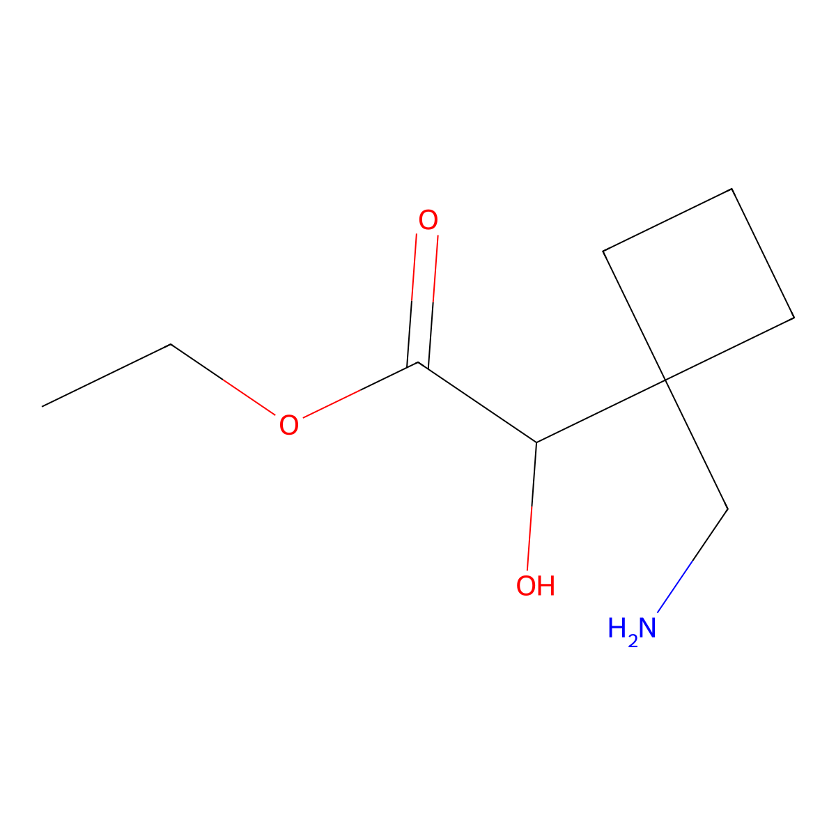 Ethyl 2-(1-(aminomethyl)cyclobutyl)-2-hydroxyacetate molecular structure, CAS 1511157-77-9