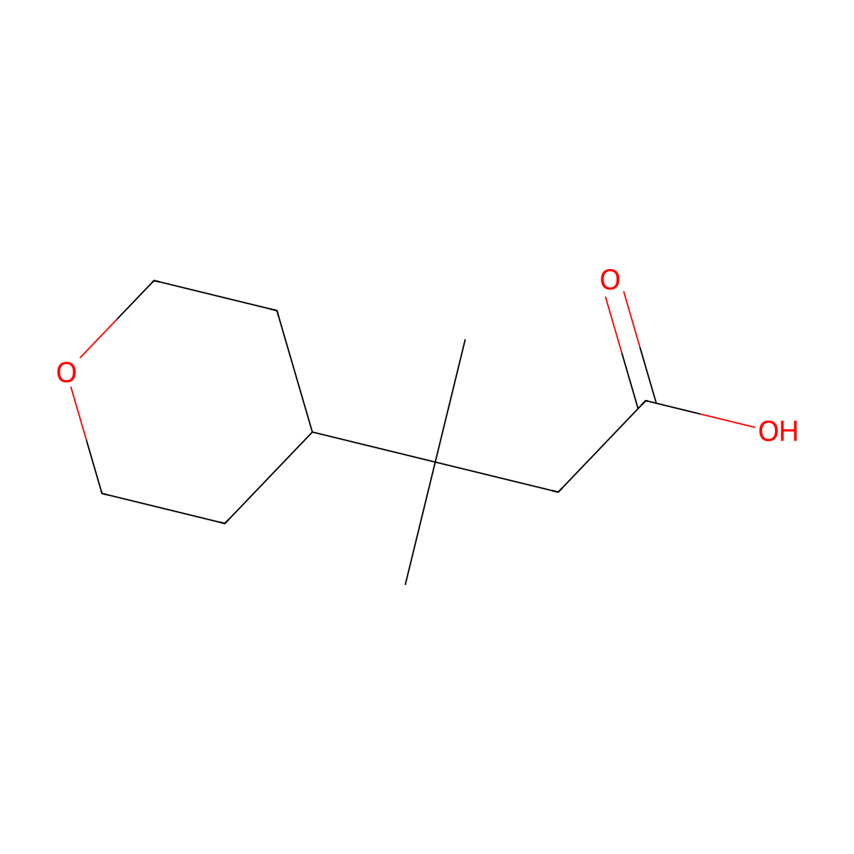 3-Methyl-3-(oxan-4-yl)butanoic acid molecular structure, CAS 1511173-45-7