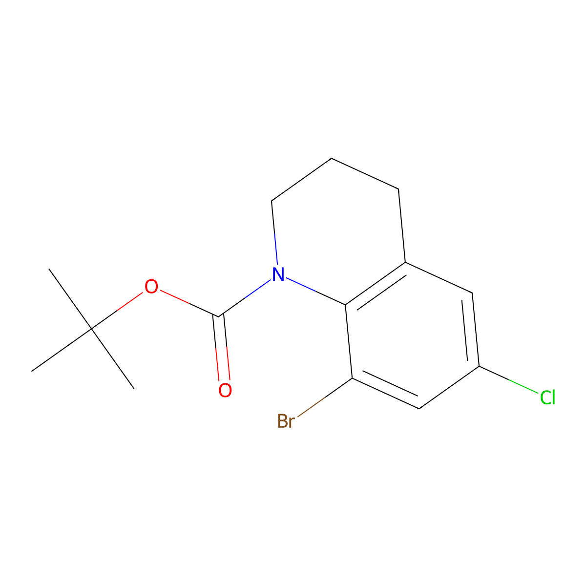 Tert-butyl 8-bromo-6-chloro-1,2,3,4-tetrahydroquinoline-1-carboxylate molecular structure, CAS 1511180-90-7