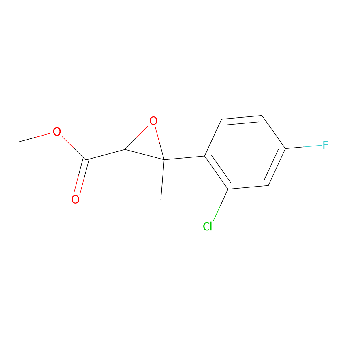 Methyl 3-(2-chloro-4-fluorophenyl)-3-methyloxirane-2-carboxylate molecular structure, CAS 1511187-12-4