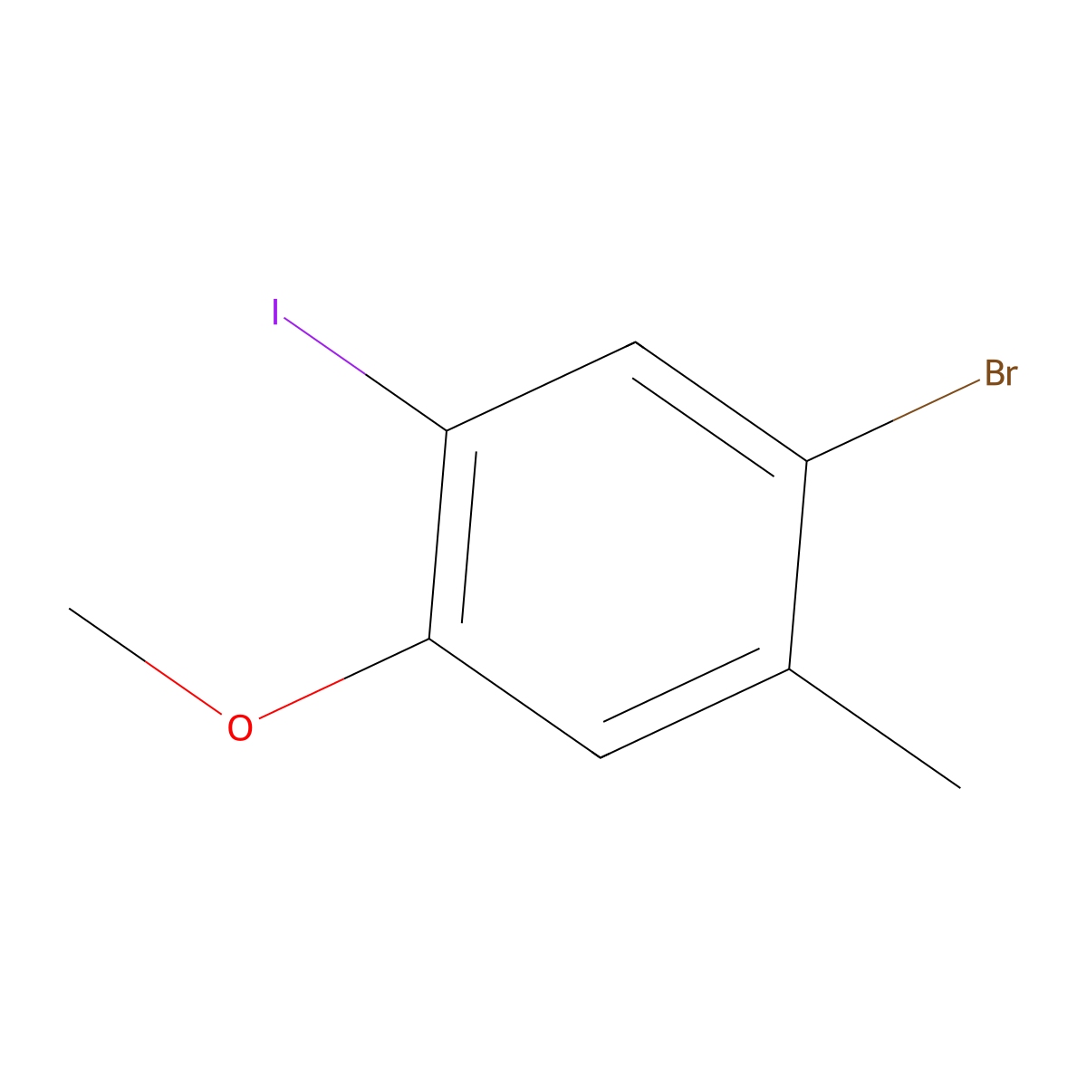 1-Bromo-5-iodo-4-methoxy-2-methylbenzene molecular structure, CAS 1511204-36-6
