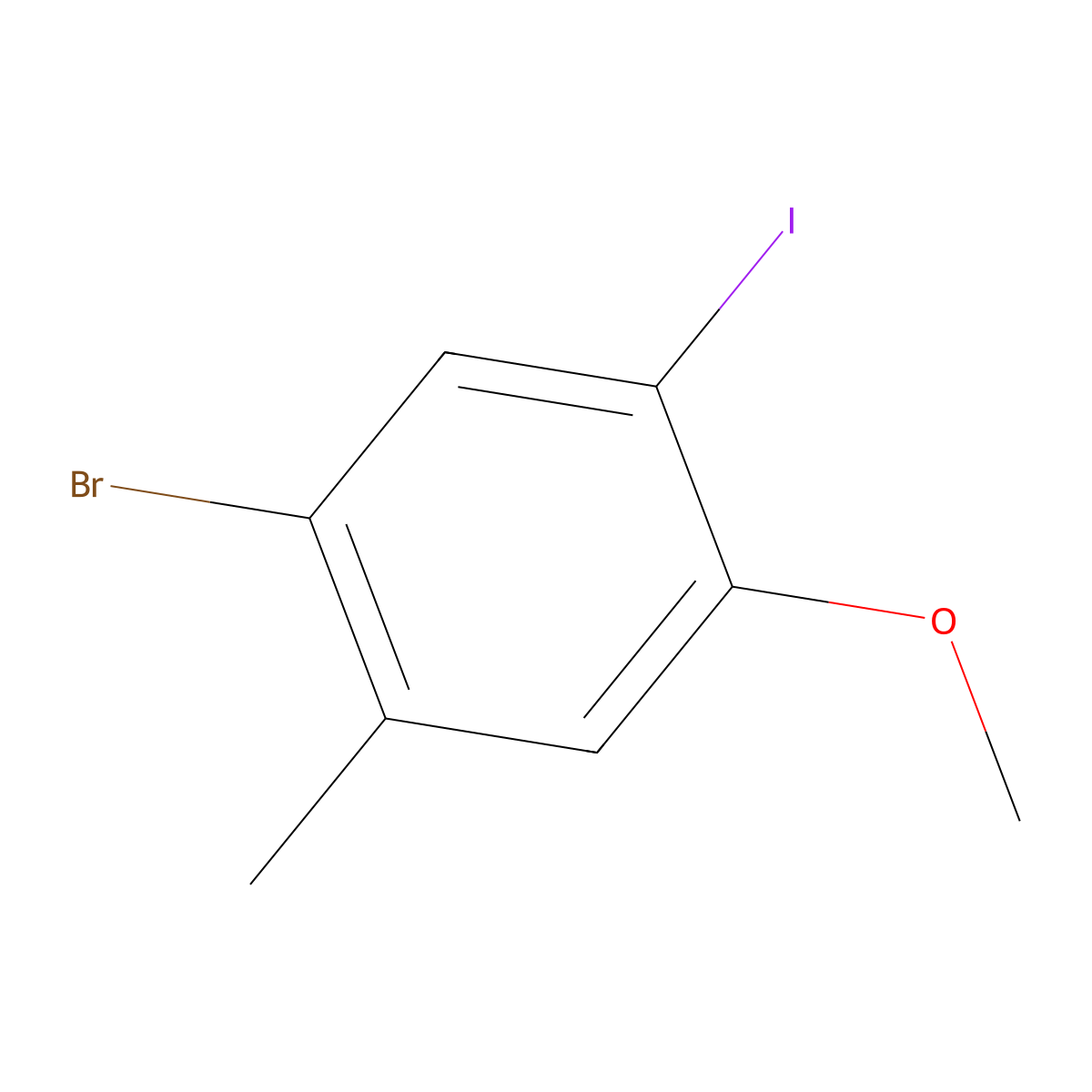 1-Bromo-5-iodo-4-methoxy-2-methylbenzene molecular structure, CAS 1511204-36-6