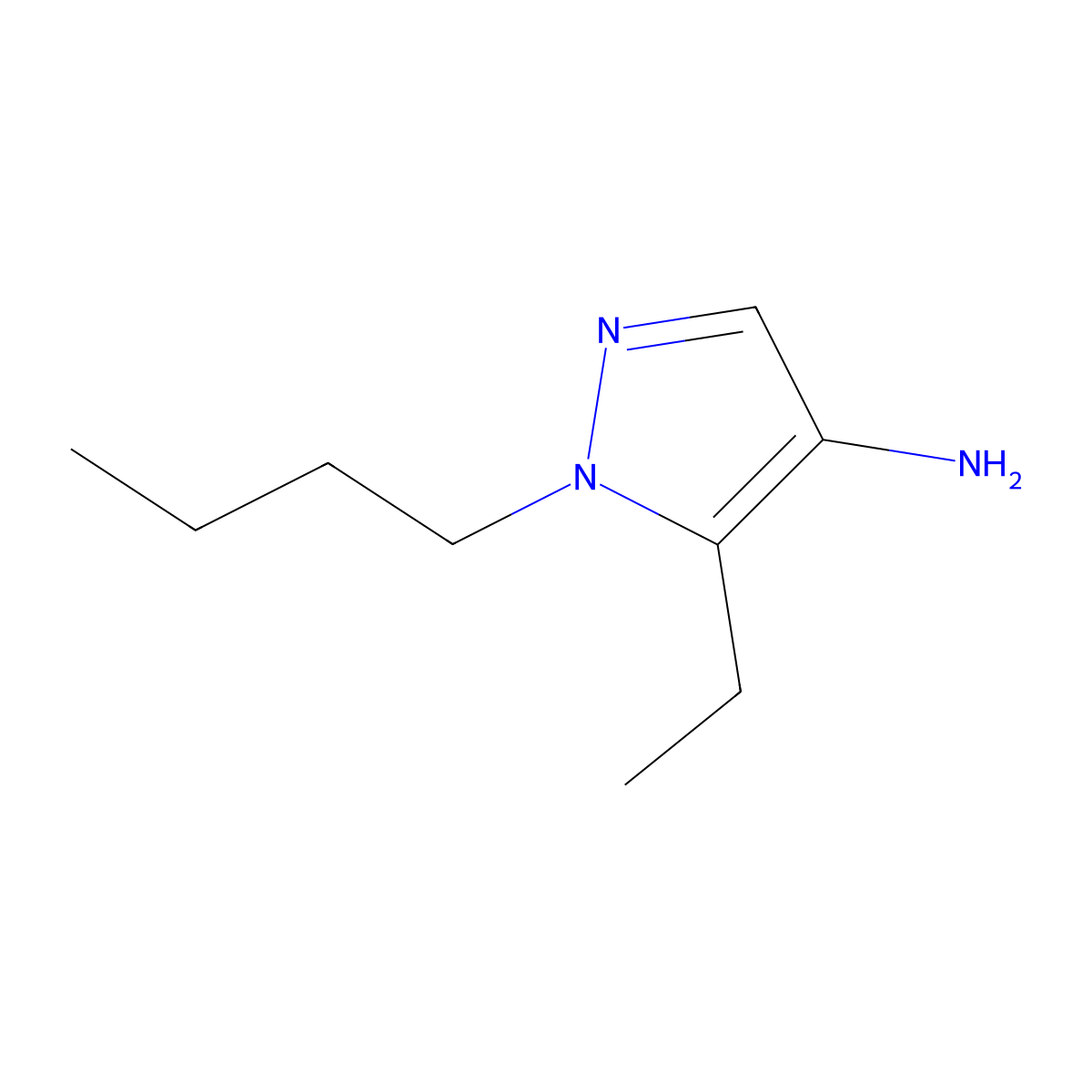 1-butyl-5-ethyl-1H-pyrazol-4-amine molecular structure, CAS 1511212-86-4