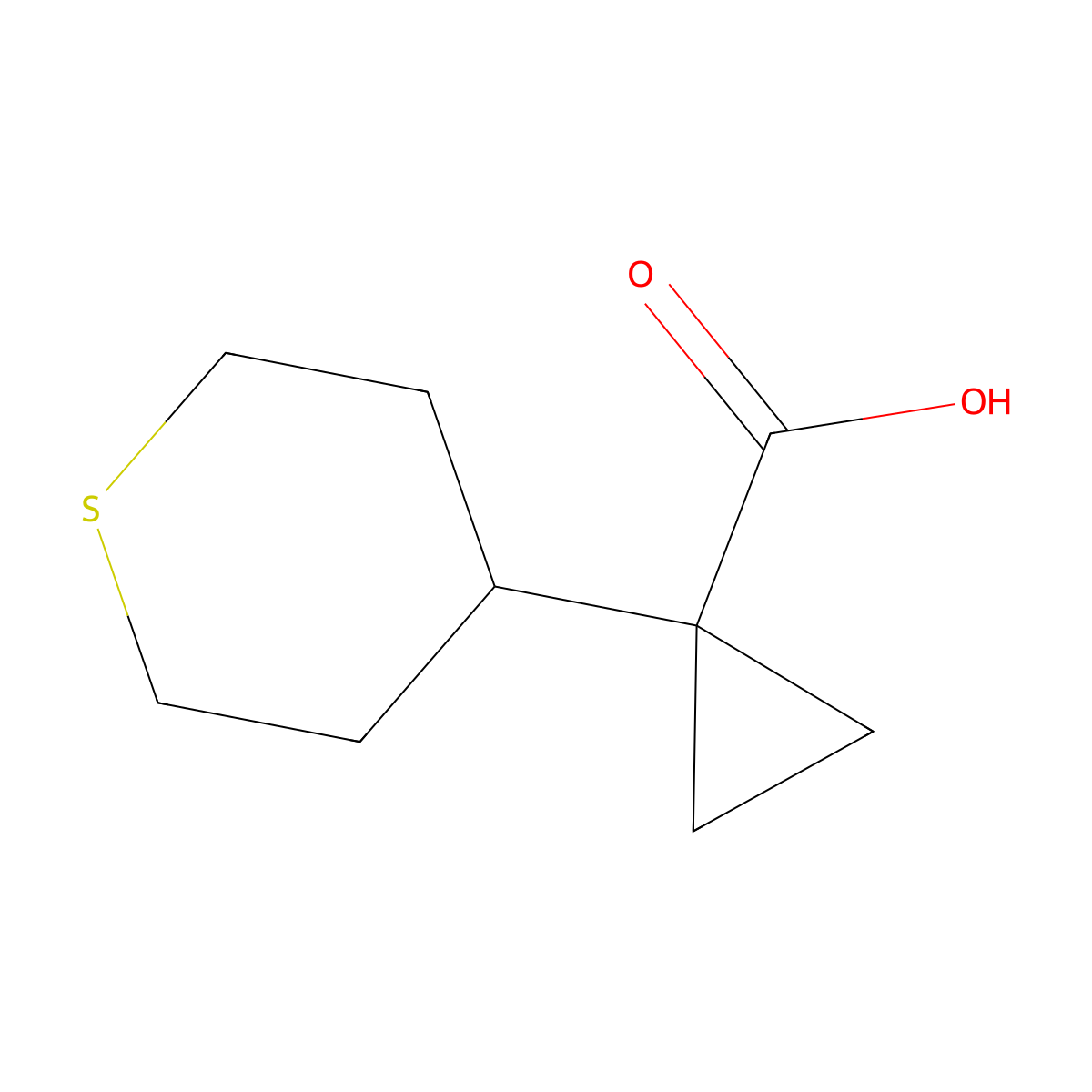 1-(Thian-4-yl)cyclopropane-1-carboxylic acid molecular structure, CAS 1511246-76-6