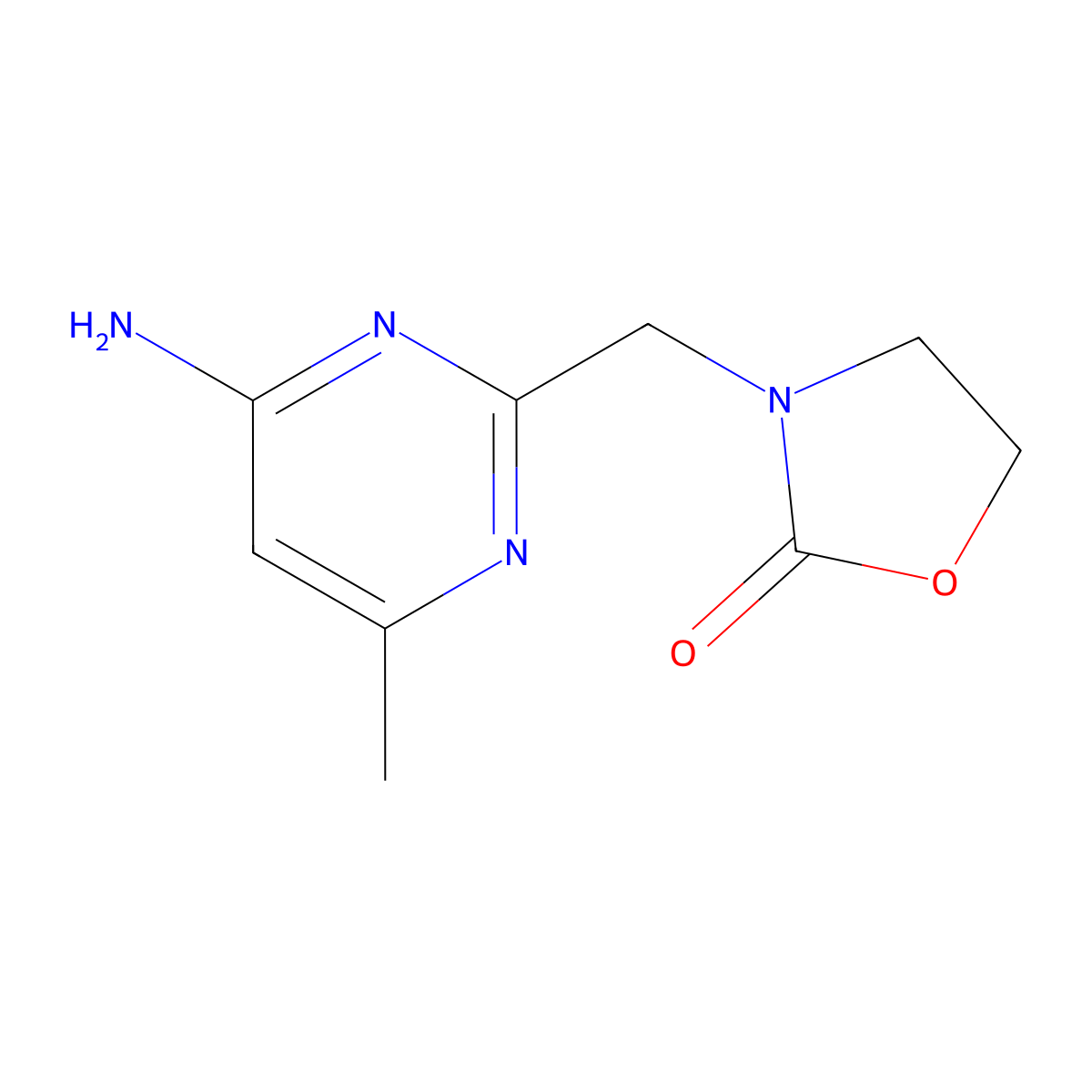 3-[(4-Amino-6-methylpyrimidin-2-yl)methyl]-1,3-oxazolidin-2-one molecular structure, CAS 1511296-88-0