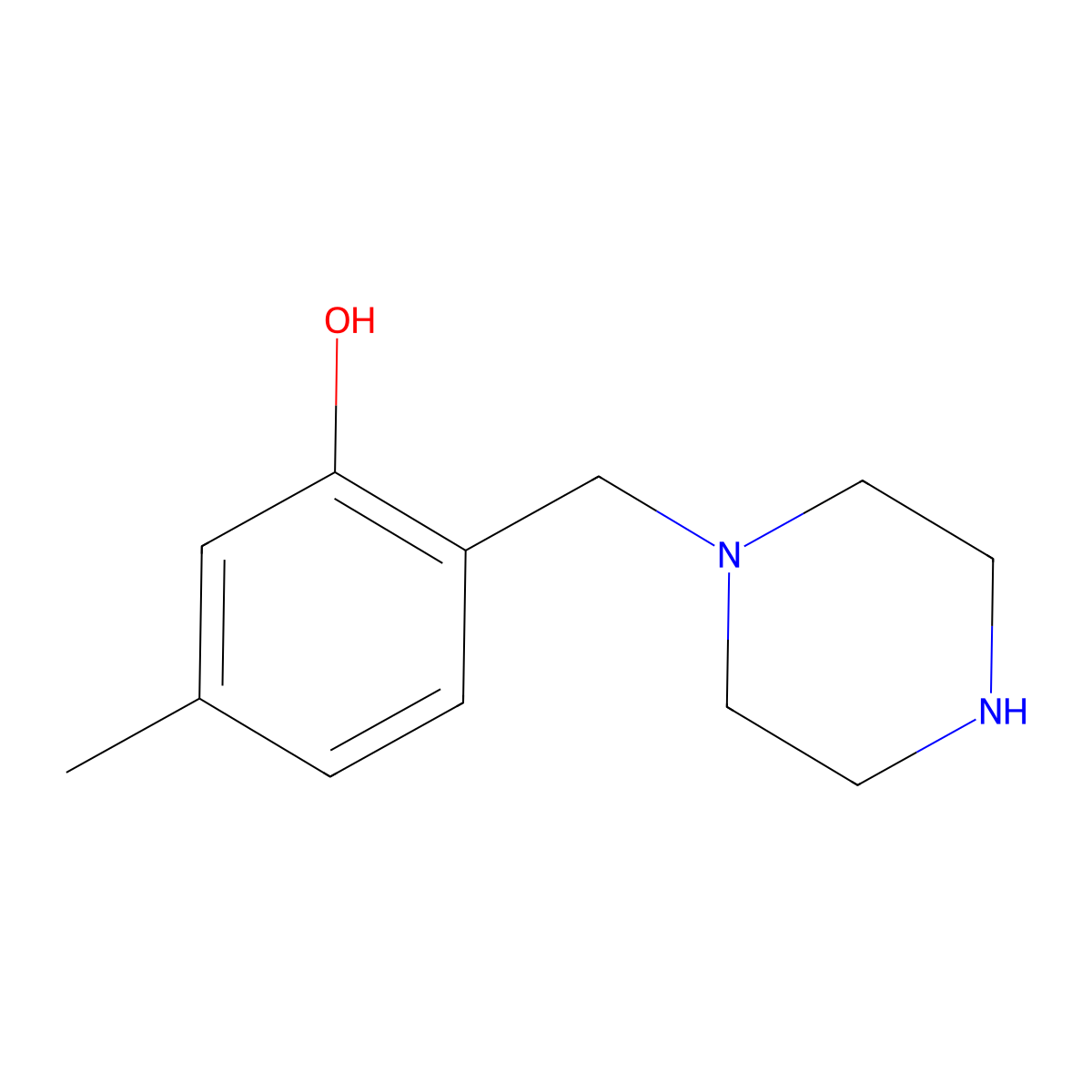 5-Methyl-2-[(piperazin-1-yl)methyl]phenol molecular structure, CAS 1511297-78-1