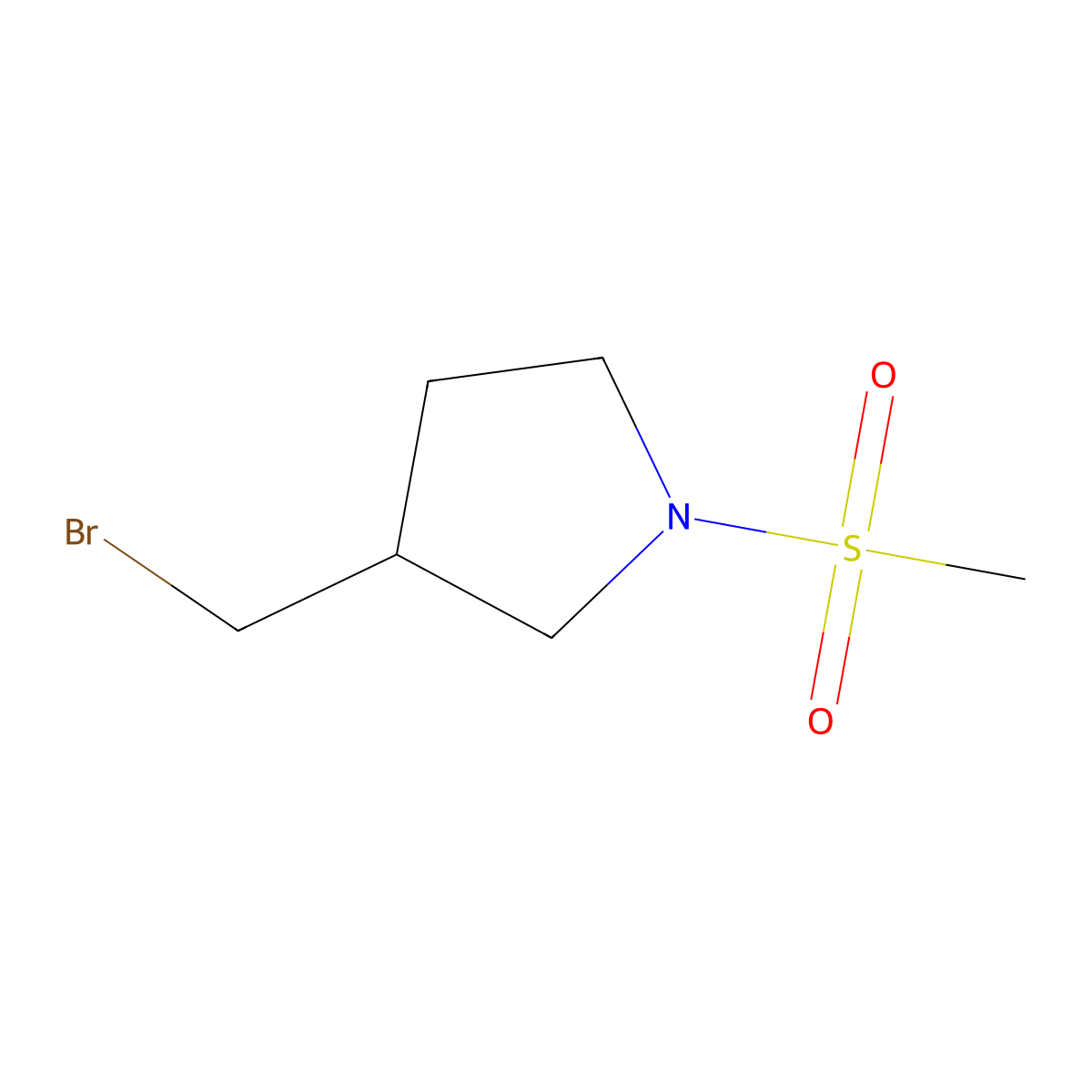 3-(Bromomethyl)-1-methanesulfonylpyrrolidine molecular structure, CAS 1511301-60-2