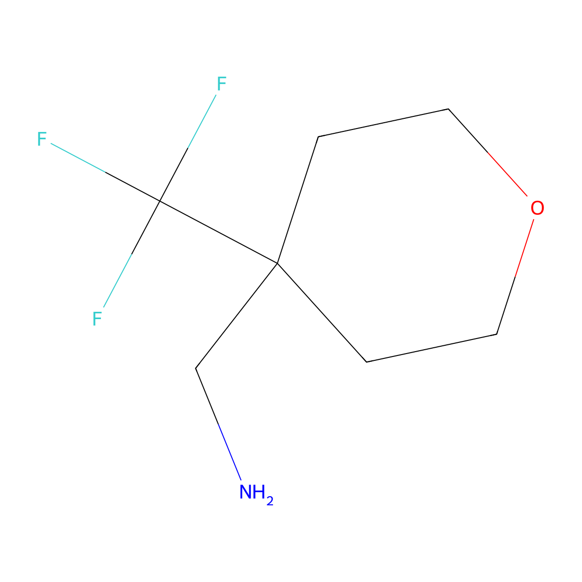 (4-(trifluoromethyl)tetrahydro-2H-pyran-4-yl)methanamine molecular structure, CAS 1511306-09-4