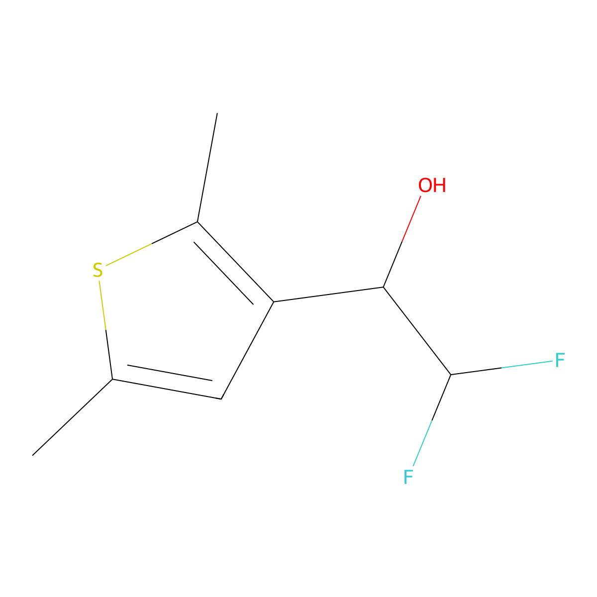 1-(2,5-Dimethylthiophen-3-yl)-2,2-difluoroethan-1-ol molecular structure, CAS 1511319-00-8