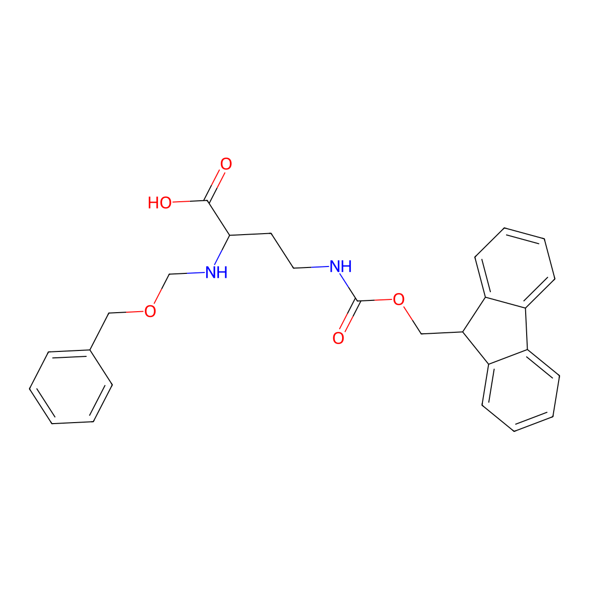 (S)-4-((((9H-Fluoren-9-yl)methoxy)carbonyl)amino)-2-(((benzyloxy)methyl)amino)butanoic acid molecular structure, CAS 151132-82-0