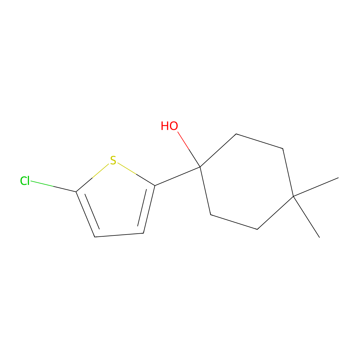 1-(5-Chlorothiophen-2-yl)-4,4-dimethylcyclohexanol molecular structure, CAS 1511327-10-8
