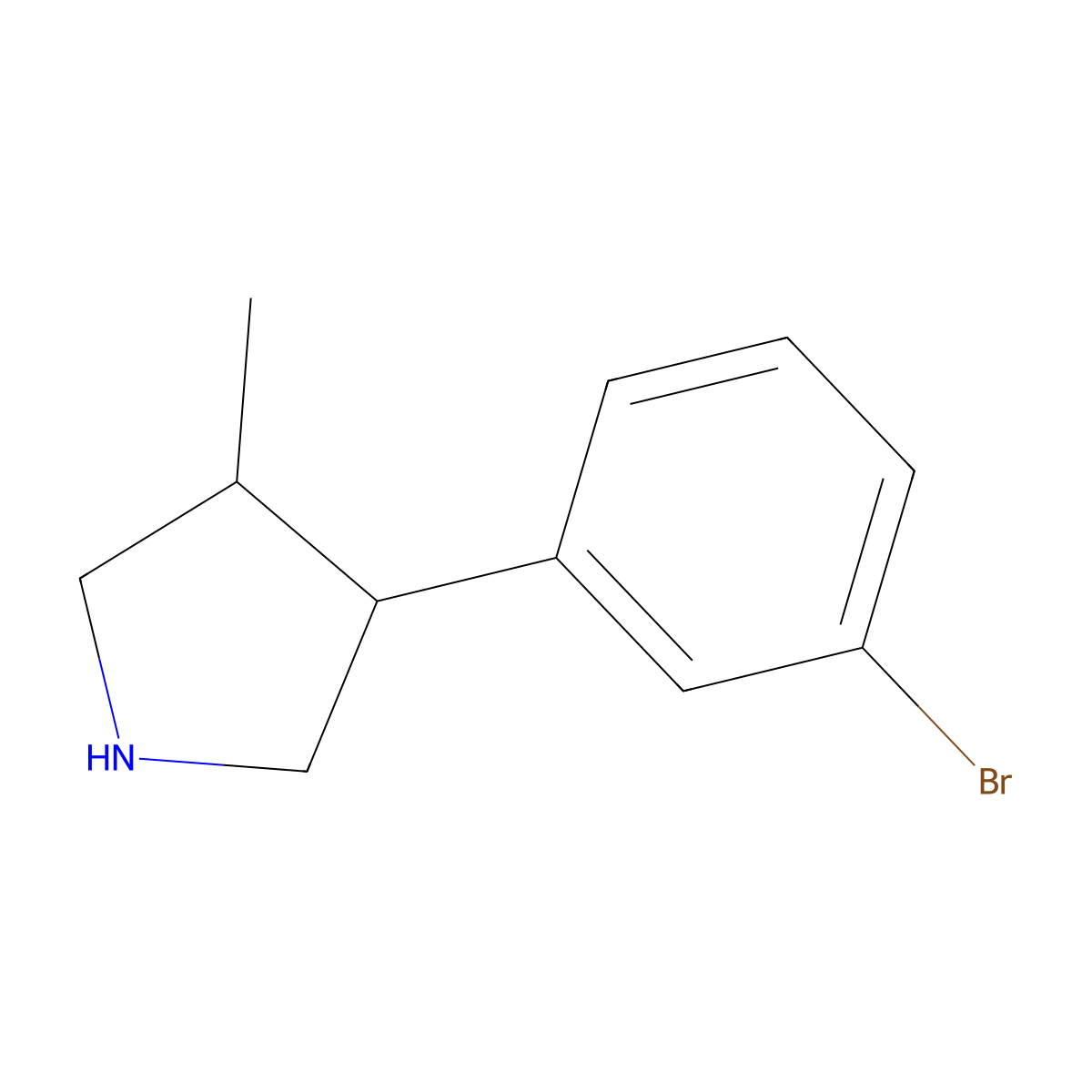 3-(3-Bromophenyl)-4-methylpyrrolidine molecular structure, CAS 1511344-49-2