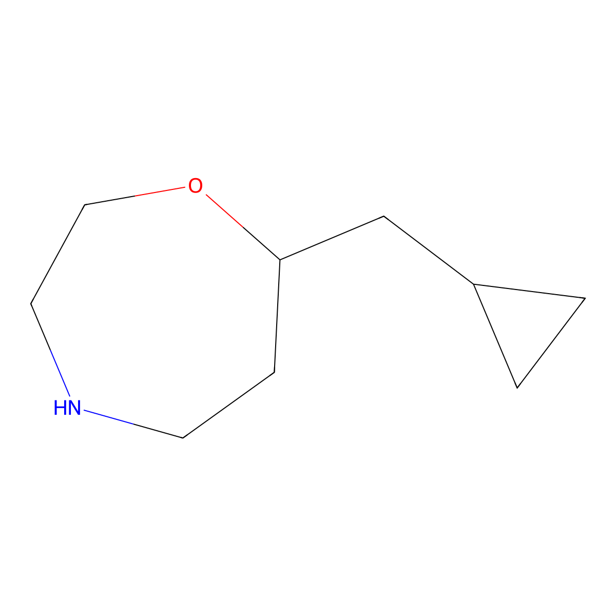 7-(Cyclopropylmethyl)-1,4-oxazepane molecular structure, CAS 1511347-11-7
