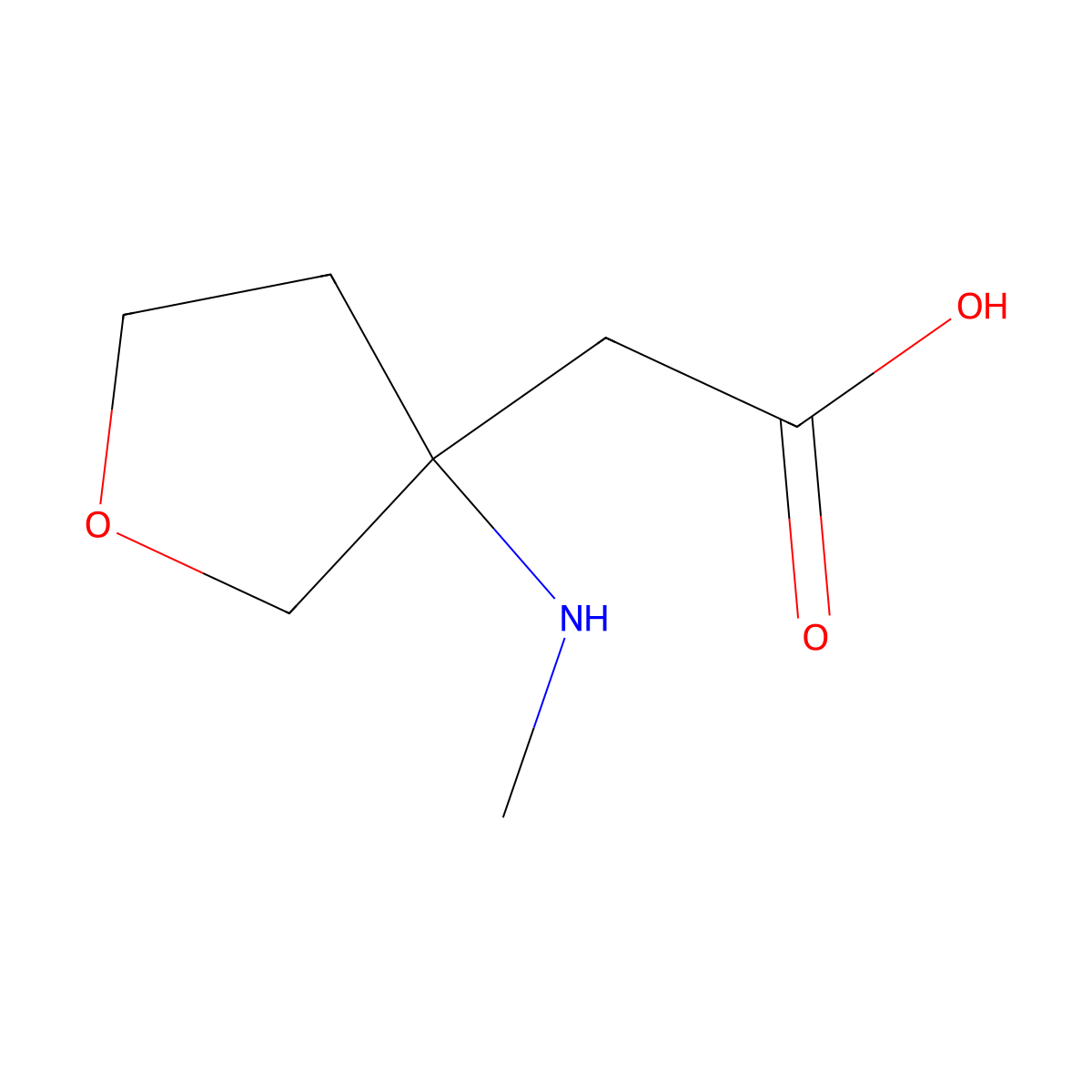 2-[3-(Methylamino)oxolan-3-yl]acetic acid molecular structure, CAS 1511377-68-6