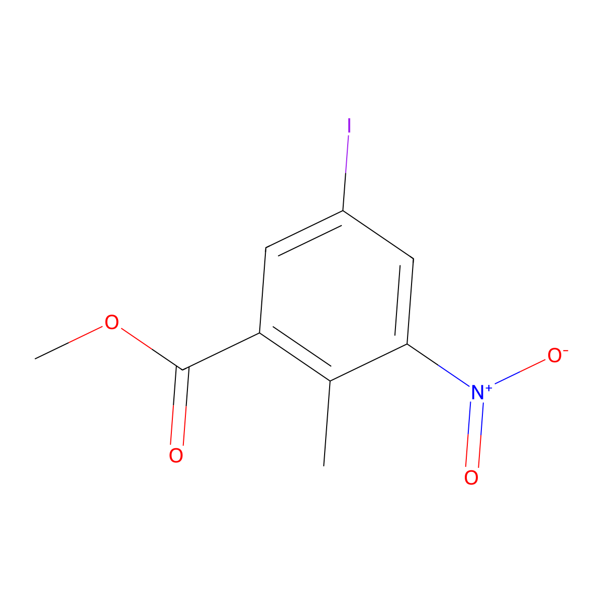 Methyl 5-iodo-2-methyl-3-nitrobenzoate molecular structure, CAS 1511381-00-2