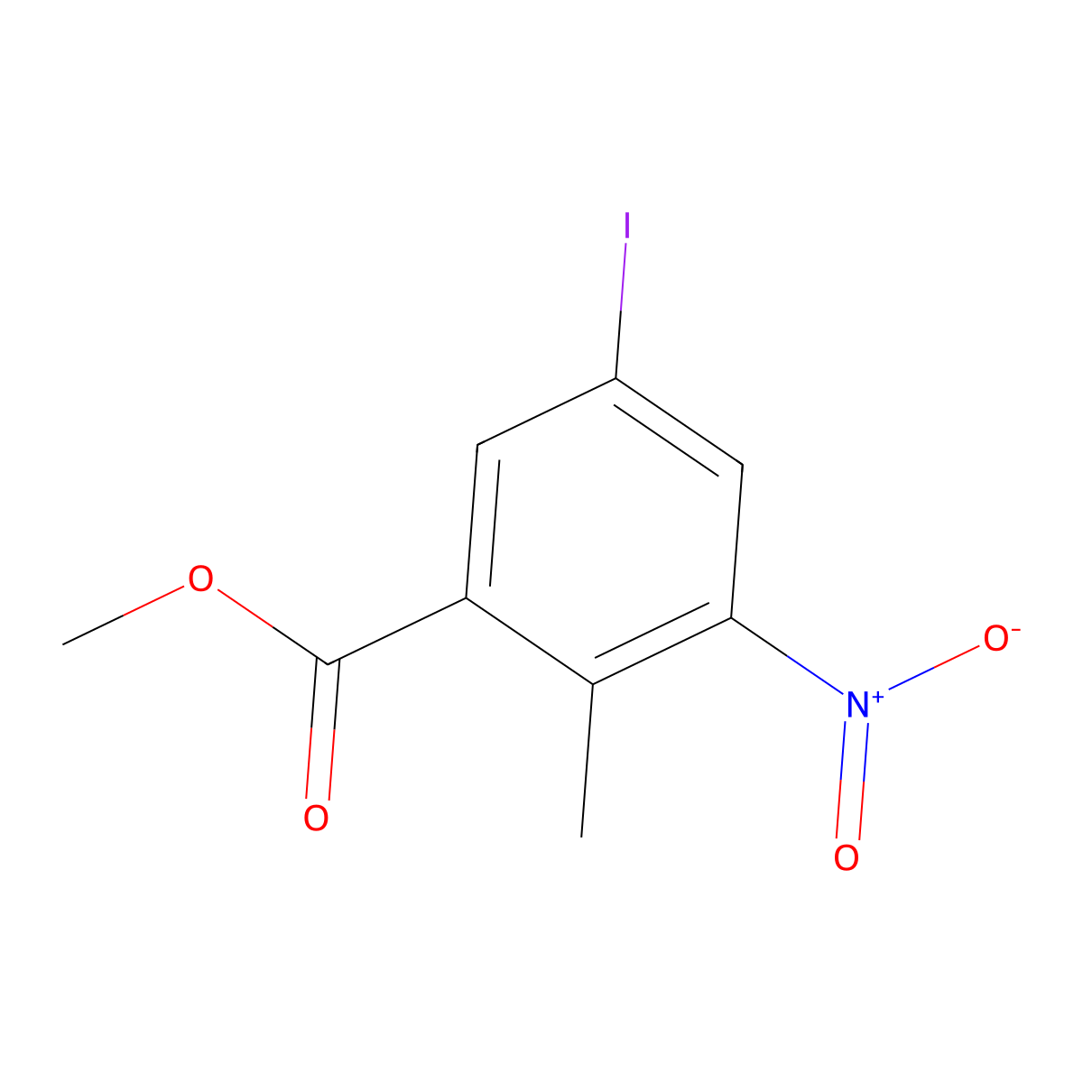 Methyl 5-iodo-2-methyl-3-nitrobenzoate molecular structure, CAS 1511381-00-2