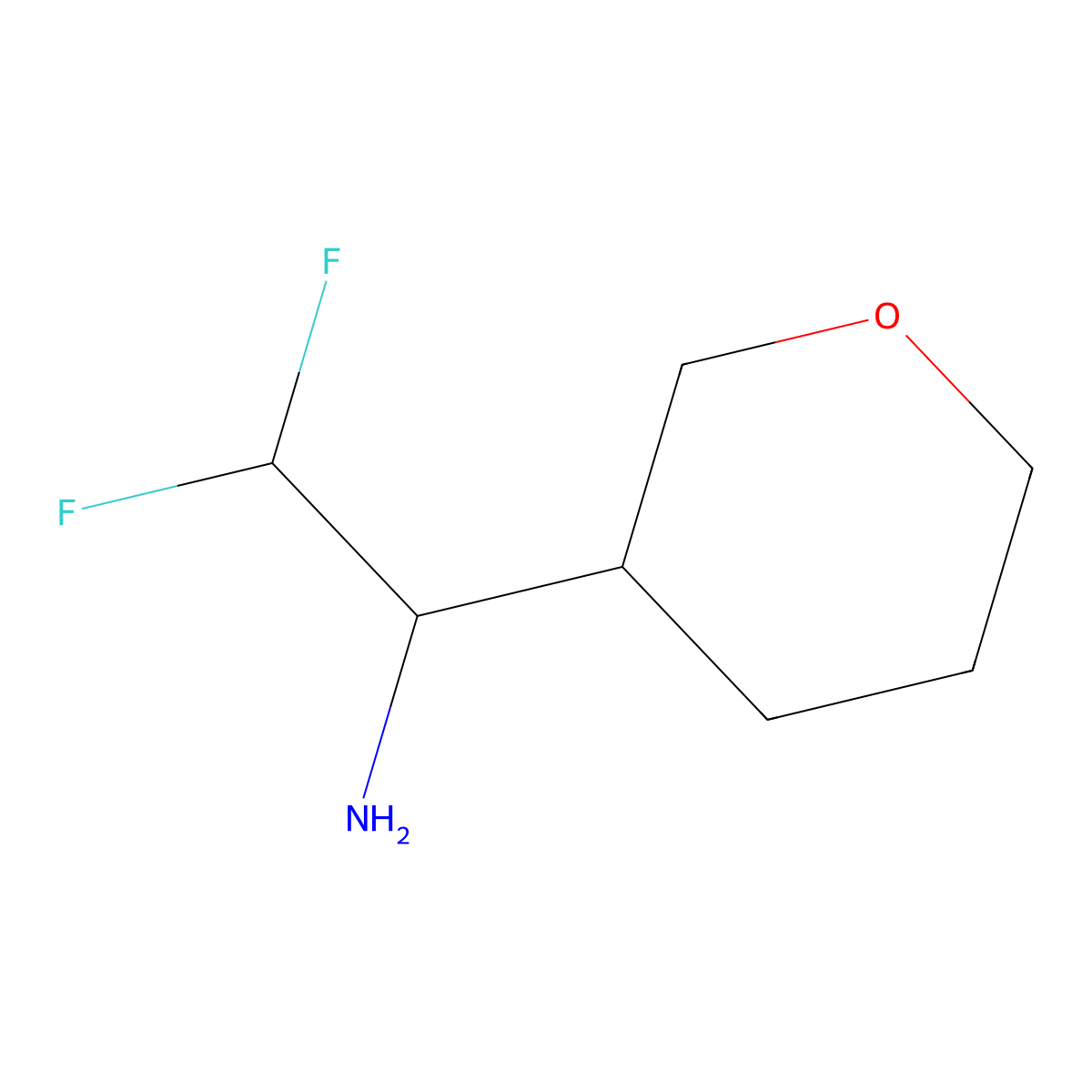 2,2-Difluoro-1-(oxan-3-yl)ethan-1-amine molecular structure, CAS 1511386-97-2