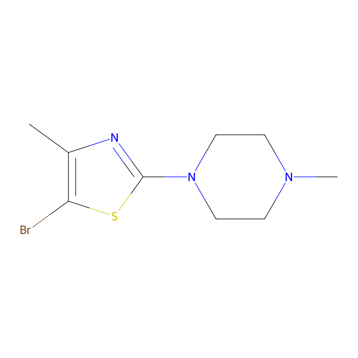 5-Bromo-4-methyl-2-(N-methylpiperazin-1-yl)thiazole molecular structure, CAS 1511388-99-0
