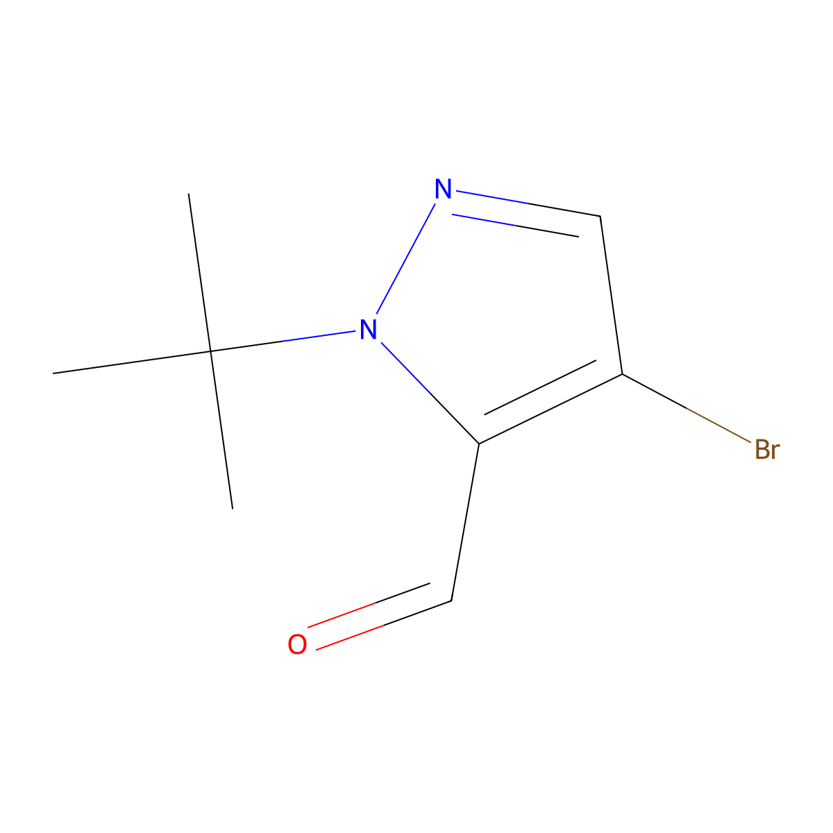 4-Bromo-1-(tert-butyl)-1H-pyrazole-5-carbaldehyde molecular structure, CAS 1511392-64-5