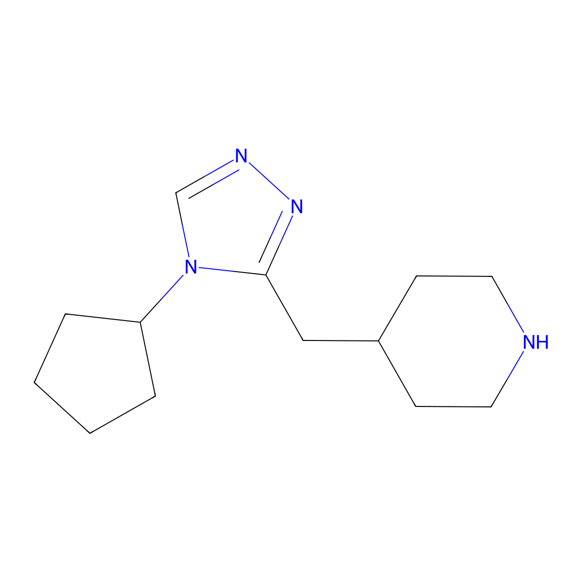 4-((4-cyclopentyl-4H-1,2,4-triazol-3-yl)methyl)piperidine molecular structure, CAS 1511394-11-8