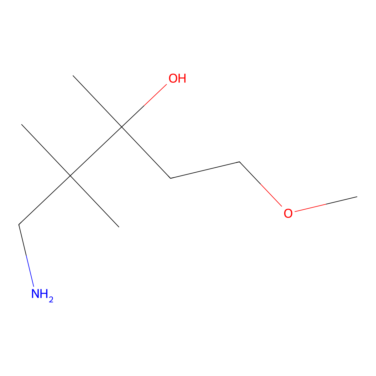 1-Amino-5-methoxy-2,2,3-trimethylpentan-3-ol molecular structure, CAS 1511402-59-7