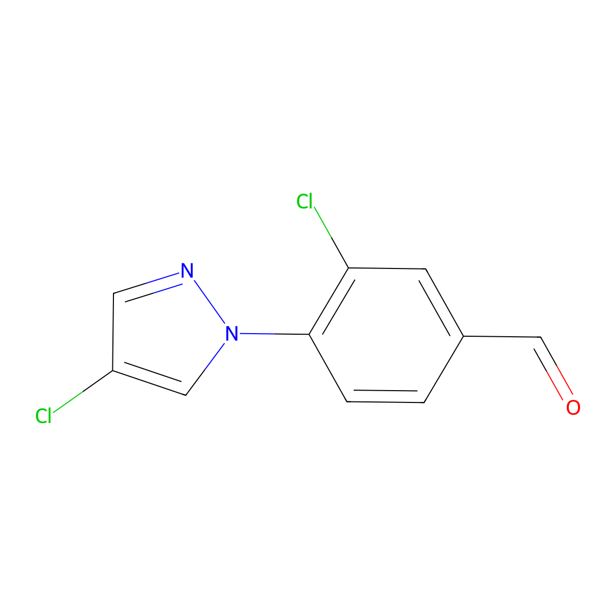 3-Chloro-4-(4-chloro-1H-pyrazol-1-YL)benzaldehyde molecular structure, CAS 1511412-13-7