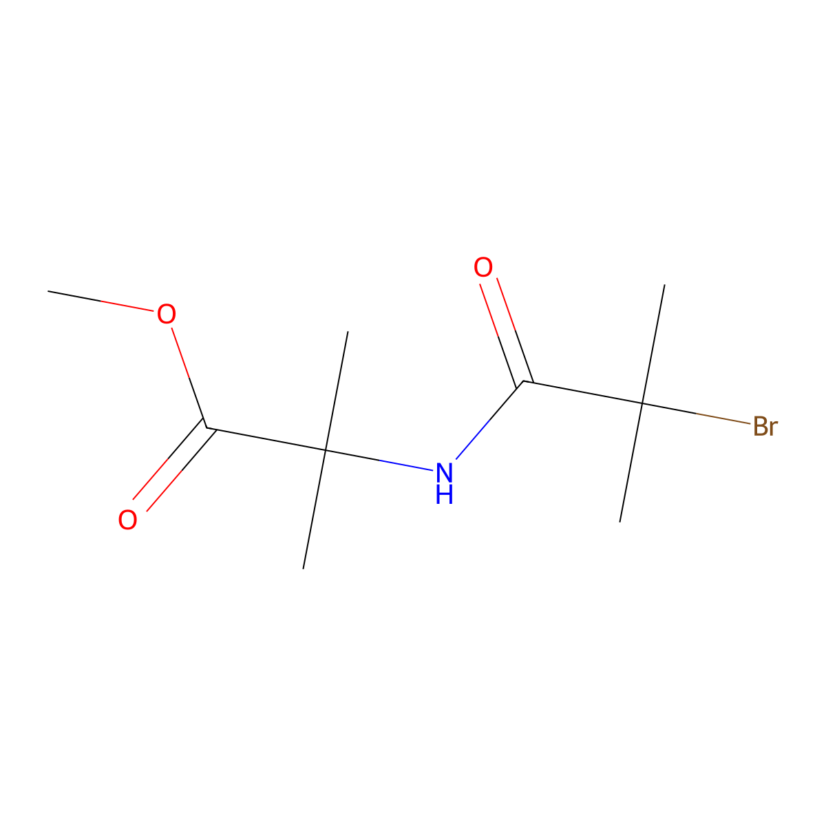 Methyl 2-(2-bromo-2-methylpropanamido)-2-methylpropanoate molecular structure, CAS 151142-96-0
