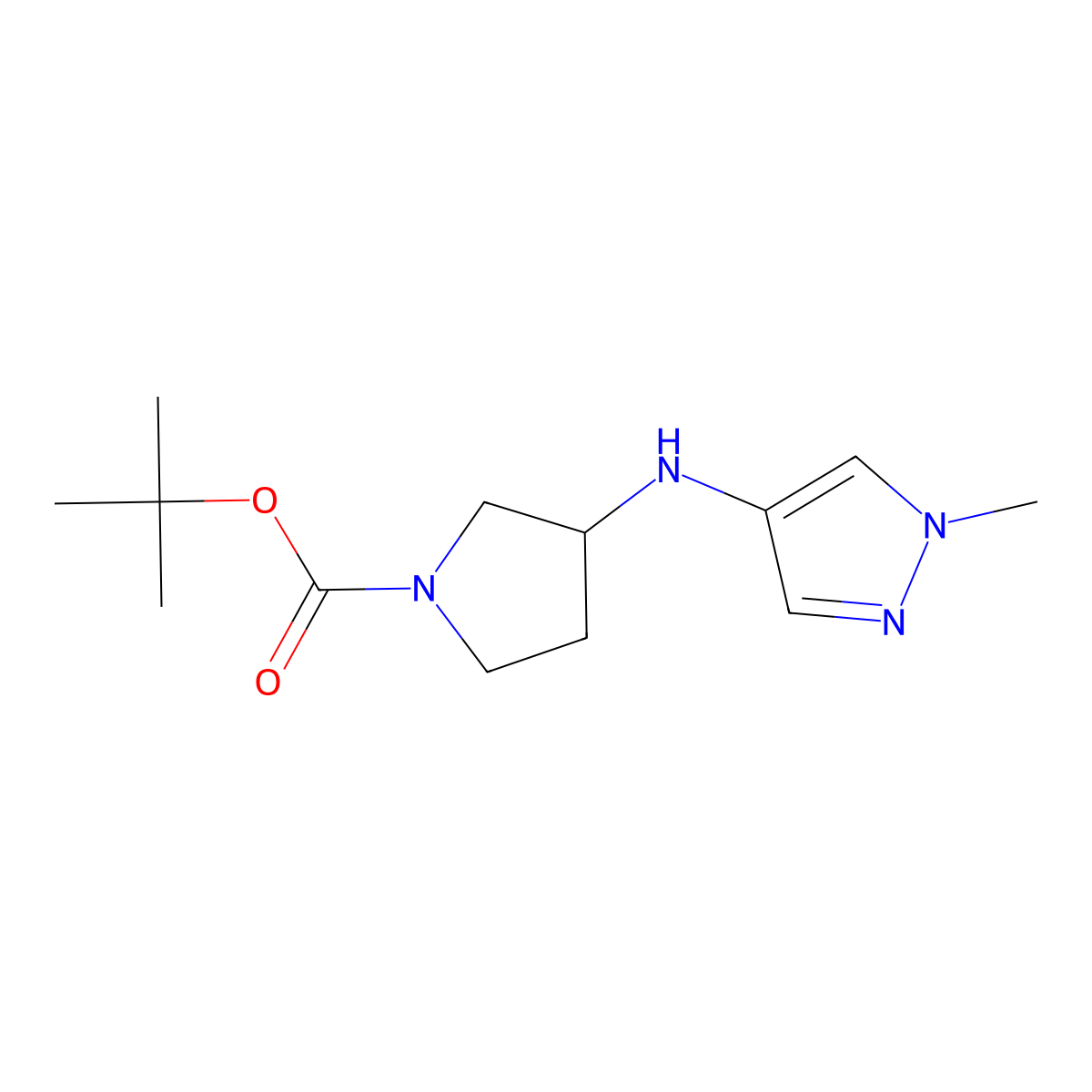 Tert-butyl 3-((1-methyl-1H-pyrazol-4-yl)amino)pyrrolidine-1-carboxylate molecular structure, CAS 1511424-85-3