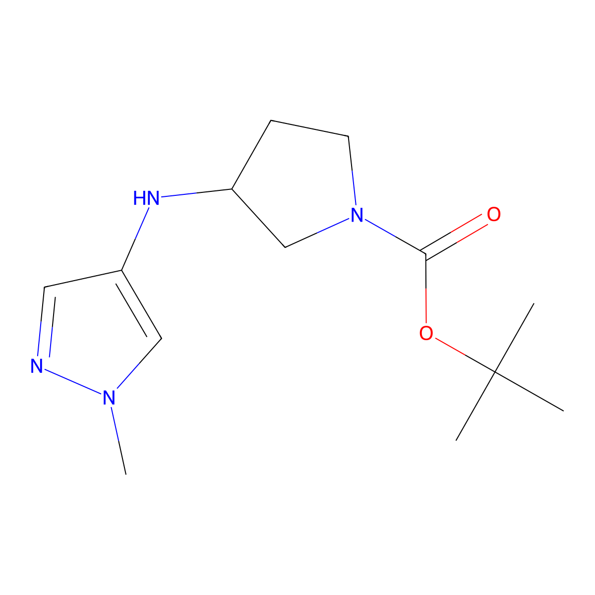 Tert-butyl 3-((1-methyl-1H-pyrazol-4-yl)amino)pyrrolidine-1-carboxylate molecular structure, CAS 1511424-85-3