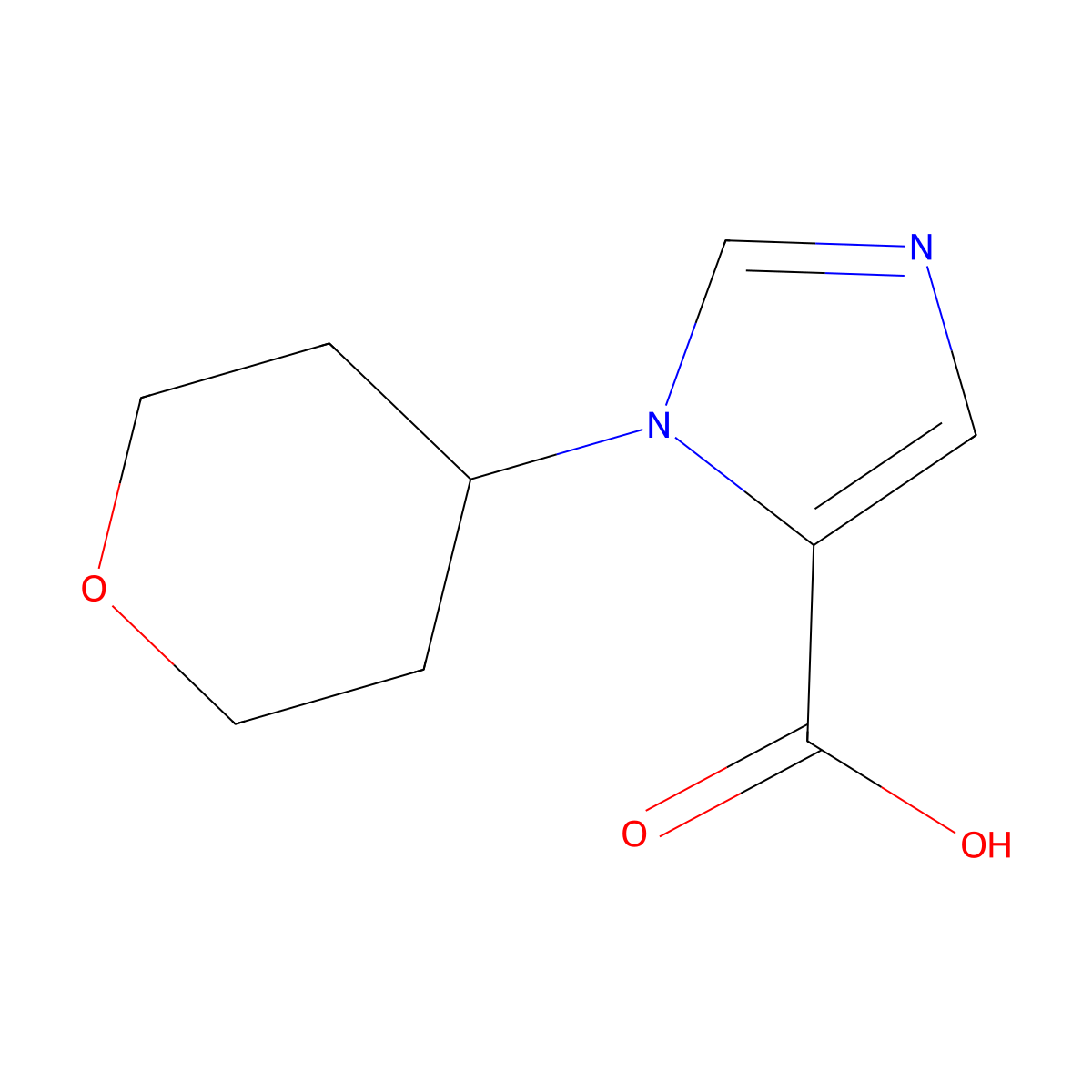 1-(Tetrahydro-2H-pyran-4-yl)-1H-imidazole-5-carboxylic acid molecular structure, CAS 1511436-86-4