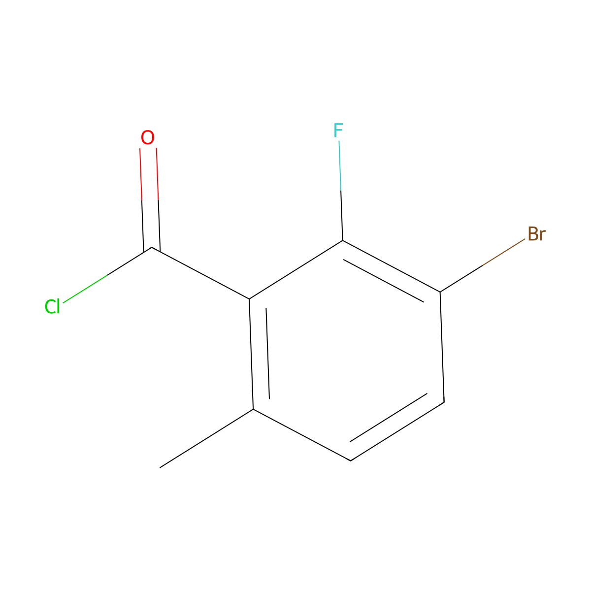 3-Bromo-2-fluoro-6-methylbenzoyl chloride molecular structure, CAS 1511437-21-0
