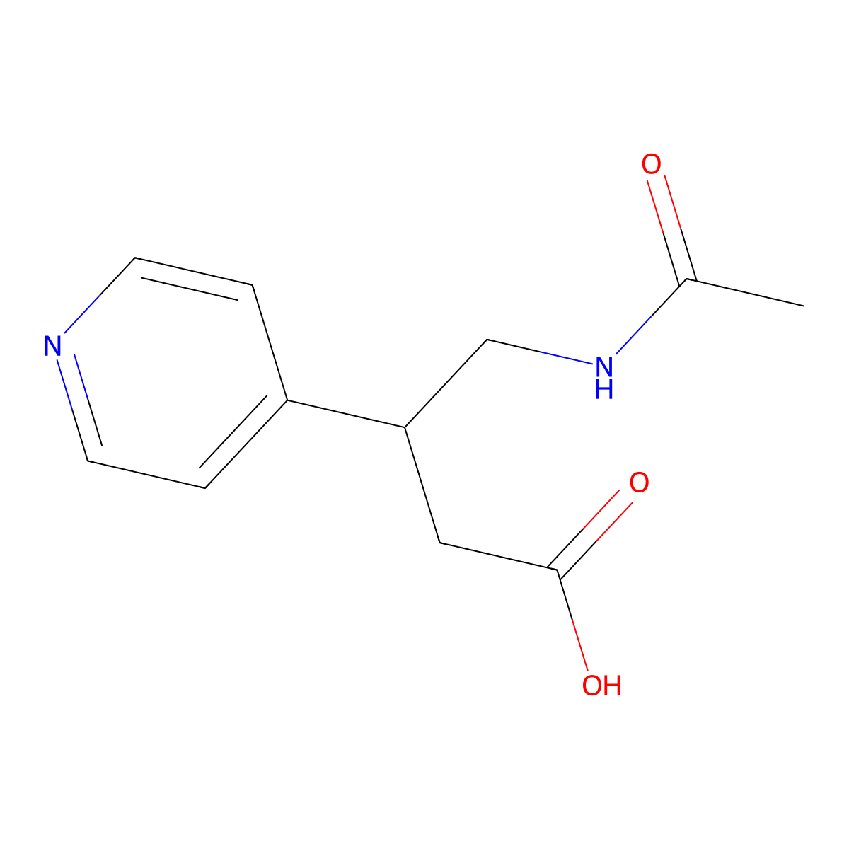 4-Acetamido-3-(pyridin-4-yl)butanoic acid molecular structure, CAS 1511459-35-0