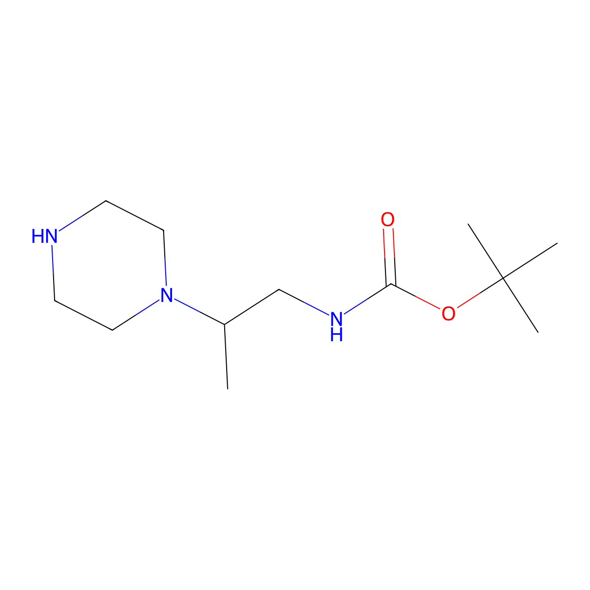 tert-butyl N-(2-(piperazin-1-yl)propyl)carbamate molecular structure, CAS 1511460-82-4