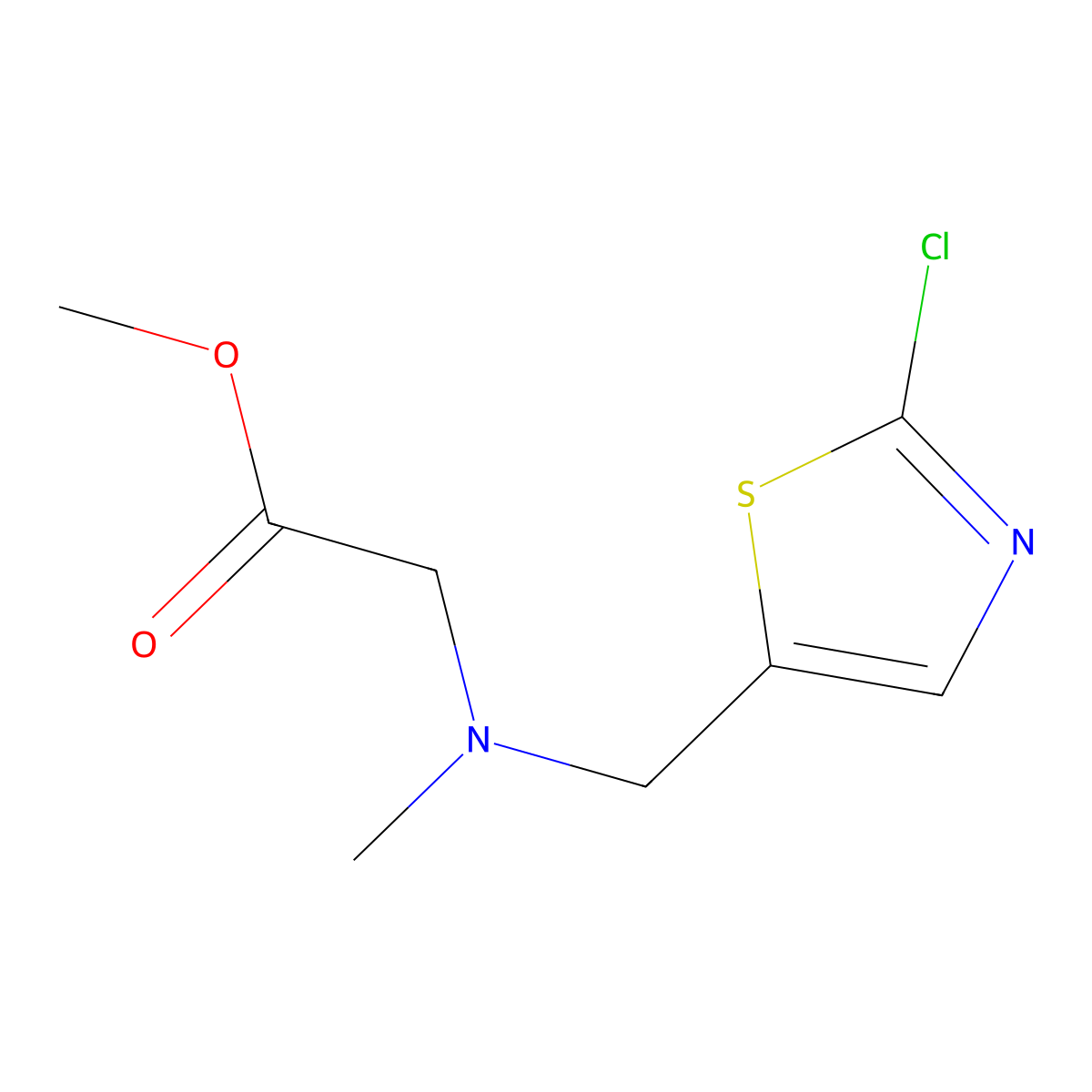 Methyl 2-([(2-chloro-1,3-thiaZol-5-yl)methyl](methyl)amino)acetate molecular structure, CAS 1511469-14-9