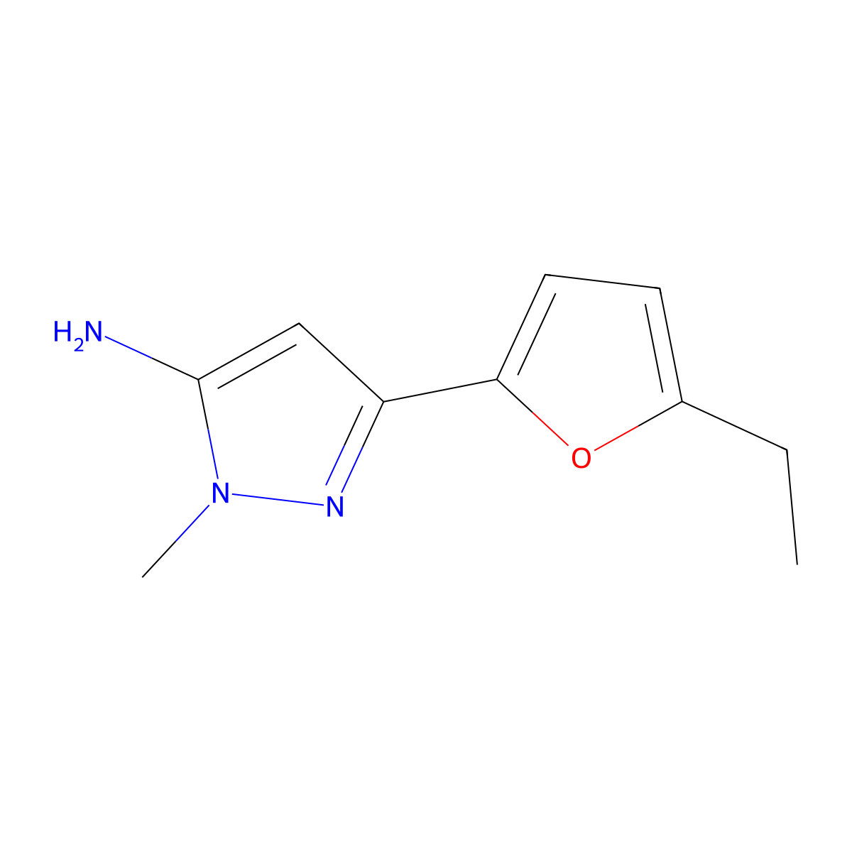 3-(5-Ethylfuran-2-yl)-1-methyl-1H-pyrazol-5-amine molecular structure, CAS 1511490-77-9