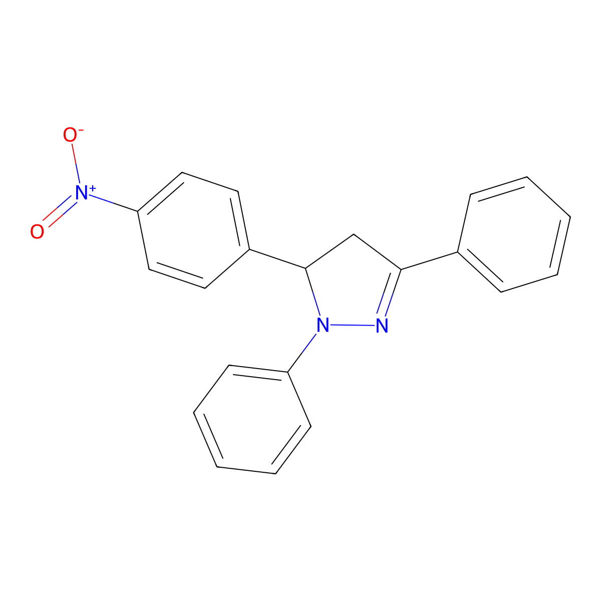 5-(4-nitrophenyl)-1,3-diphenyl-4,5-dihydro-1H-pyrazole molecular structure, CAS 15115-37-4