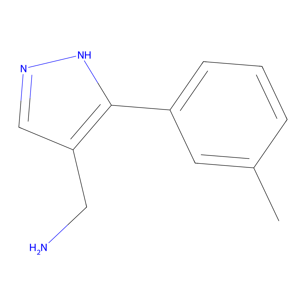 [5-(3-methylphenyl)-1H-pyrazol-4-yl]methanamine molecular structure, CAS 1511508-01-2