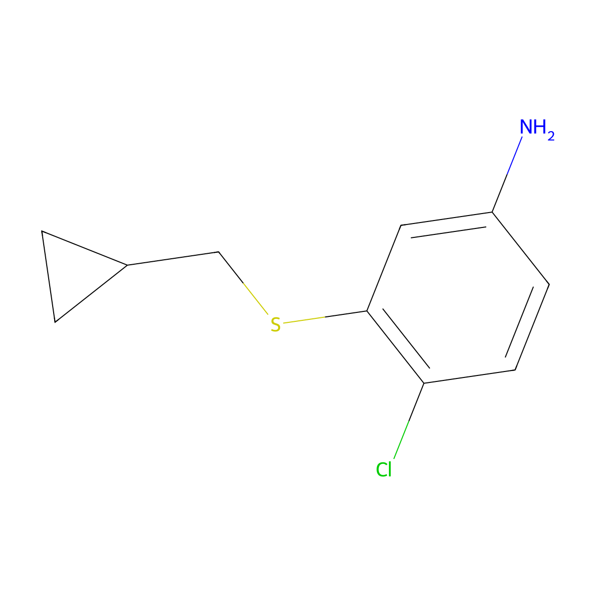 4-Chloro-3-[(cyclopropylmethyl)sulfanyl]aniline molecular structure, CAS 1511522-12-5