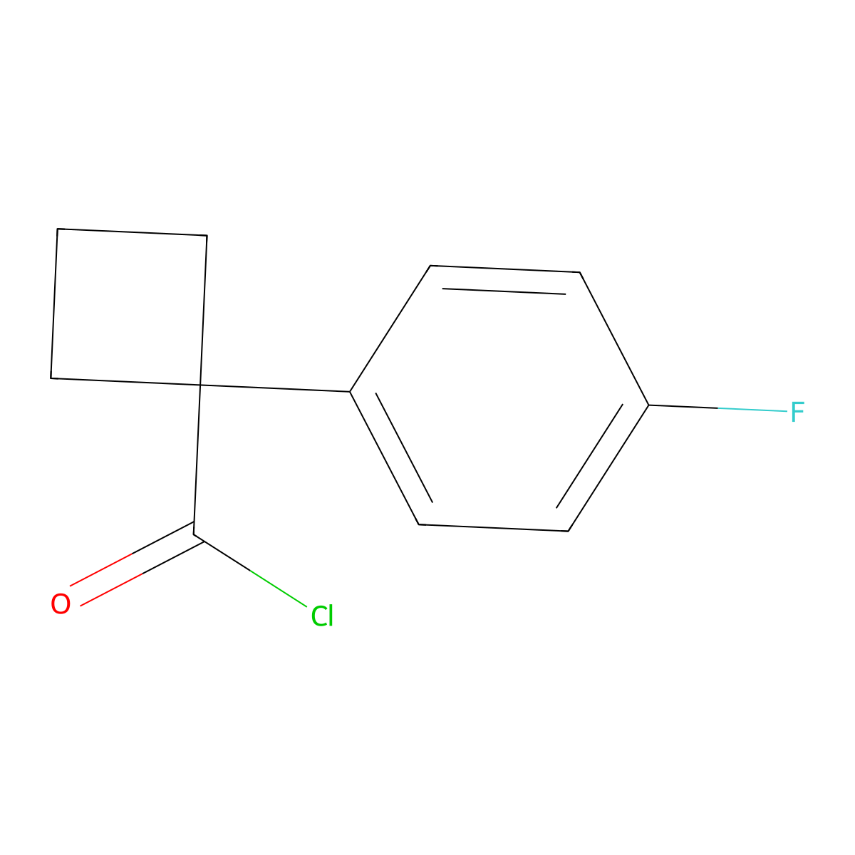 1-(4-Fluorophenyl)cyclobutane-1-carbonyl chloride molecular structure, CAS 151157-29-8
