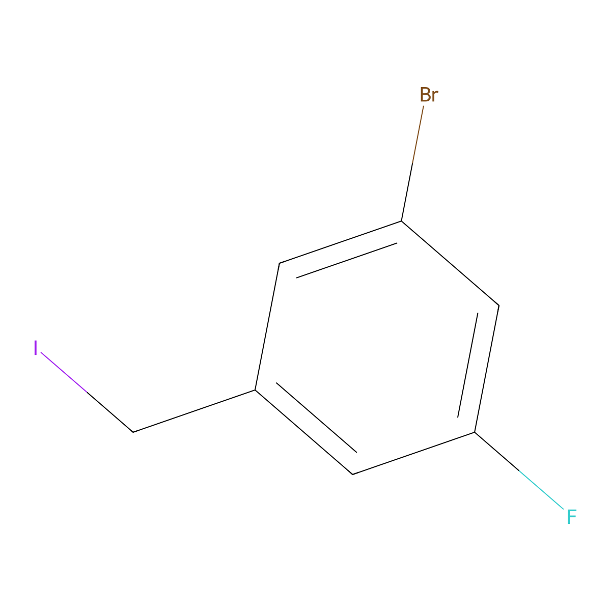 1-Bromo-3-fluoro-5-(iodomethyl)benzene molecular structure, CAS 1511573-48-0