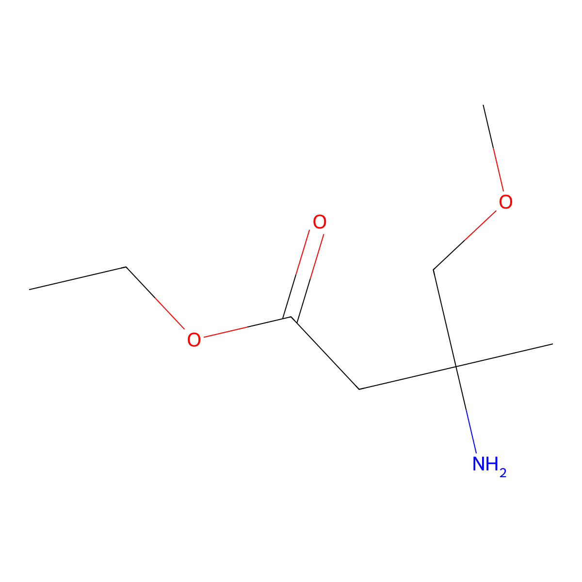 Ethyl 3-amino-4-methoxy-3-methylbutanoate molecular structure, CAS 1511590-51-4